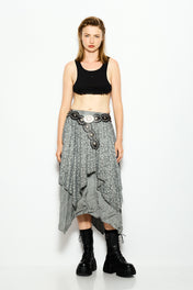 Distressed midi skirt