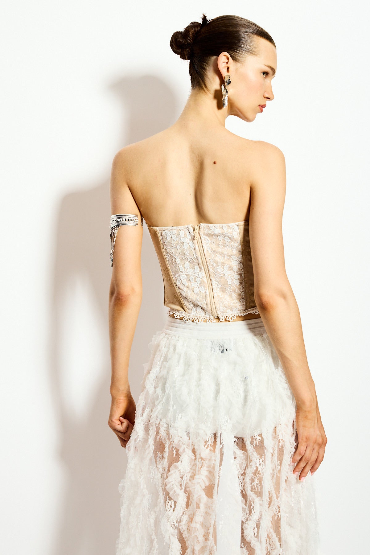 Lace tulle maxi skirt