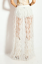 Lace tulle maxi skirt