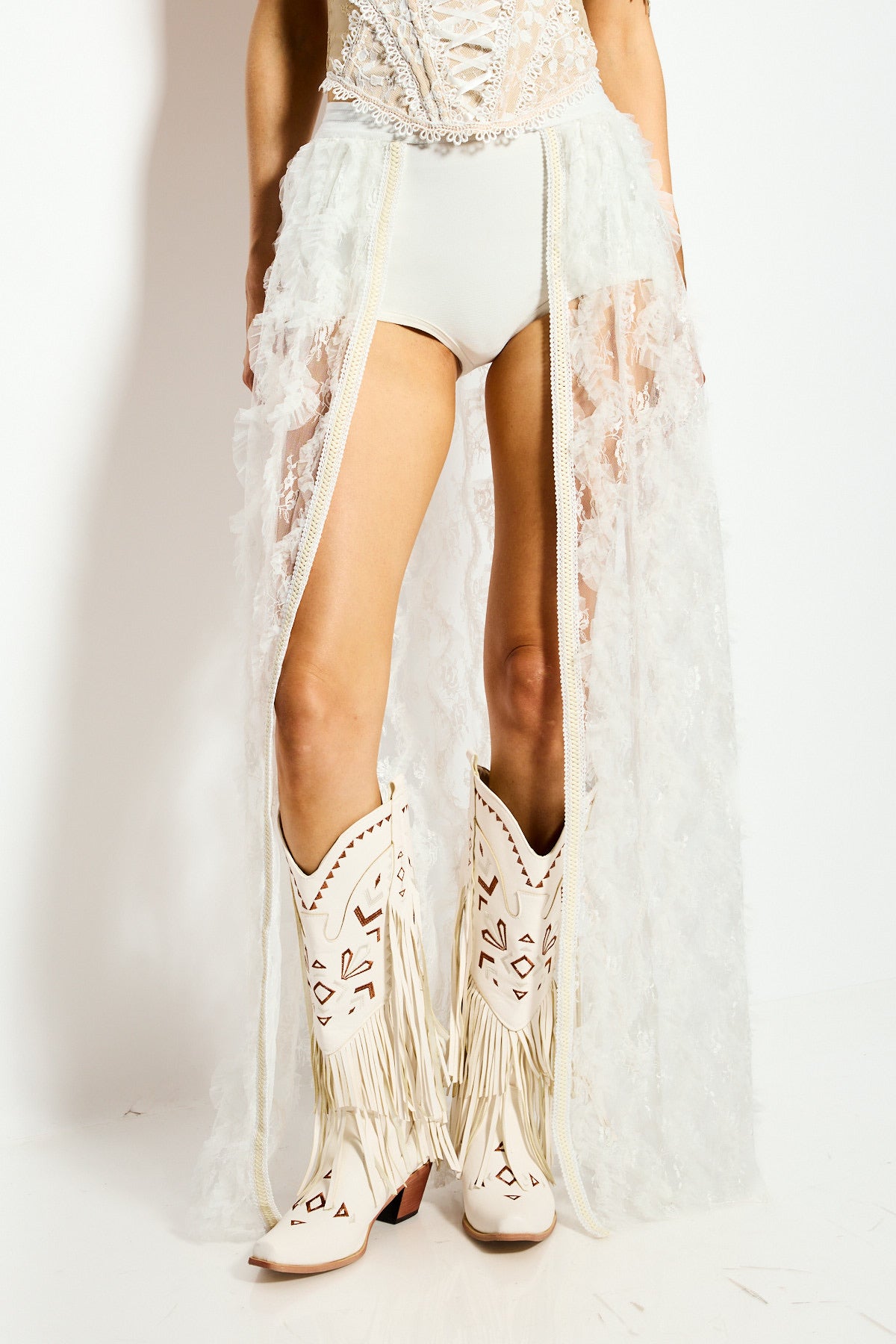 Lace tulle maxi skirt