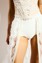 Lace tulle maxi skirt