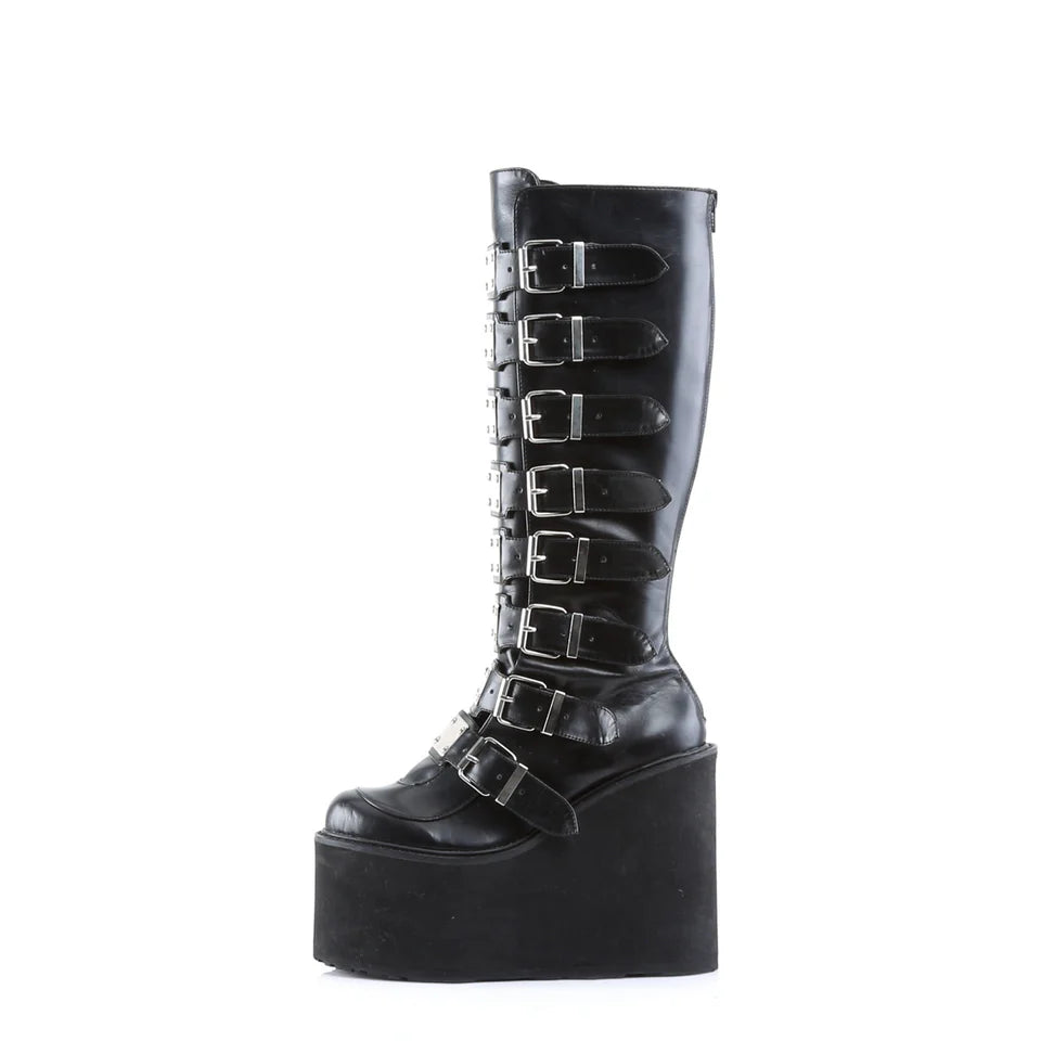 DEMONIA Black Vegan Leather Boots