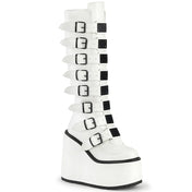 DEMONIA White Vegan Leather Boots