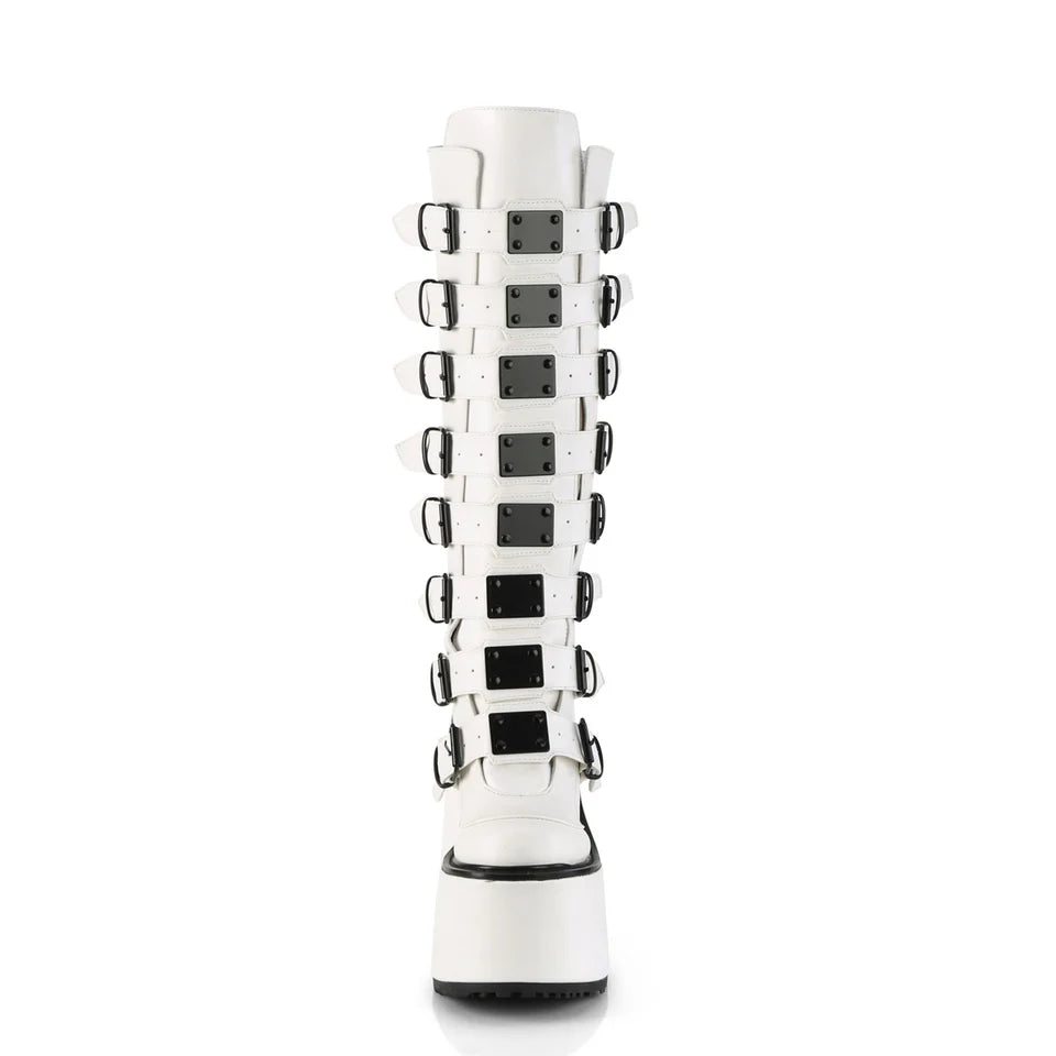 DEMONIA White Vegan Leather Boots