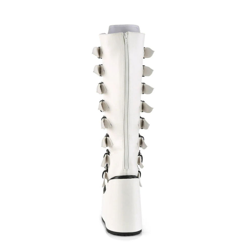 DEMONIA White Vegan Leather Boots