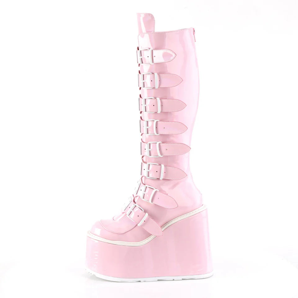 DEMONIA Pink Hologram Swing Boots