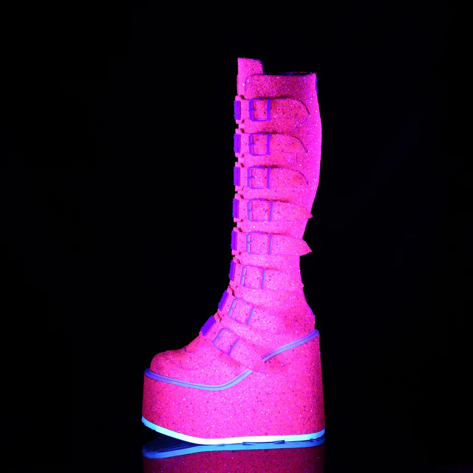 DEMONIA Pink Glitter Swing Boots
