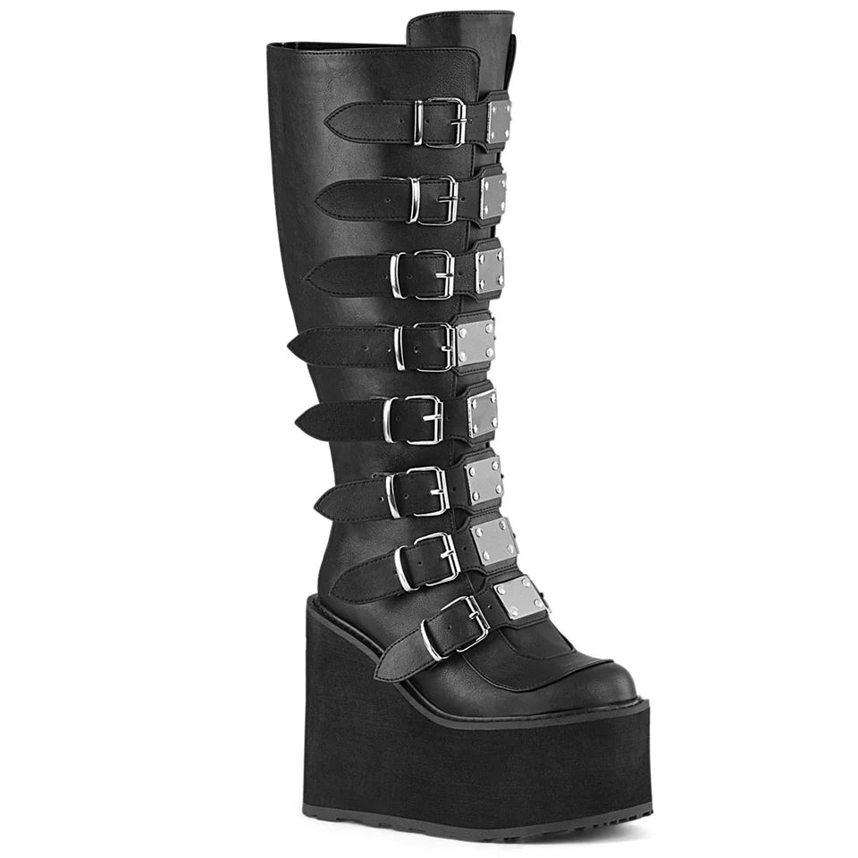 DEMONIA Black Vegan Leather Boots