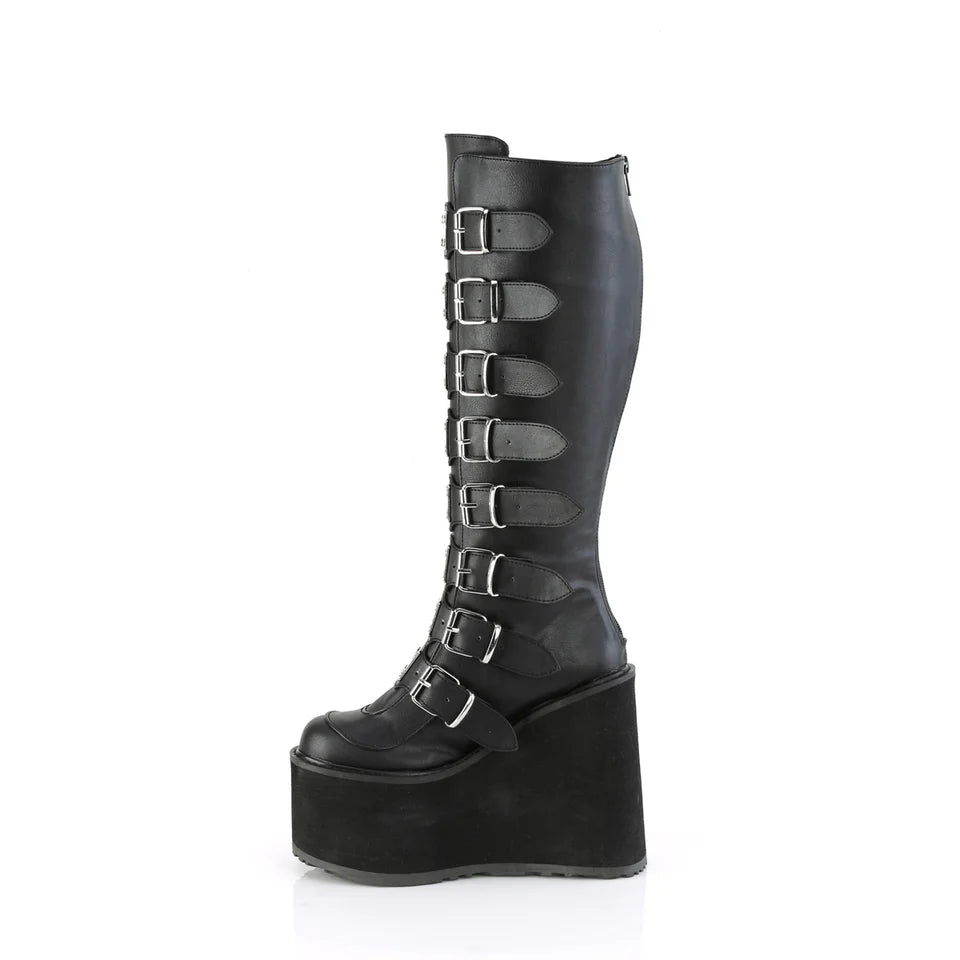 DEMONIA Black Vegan Leather Boots