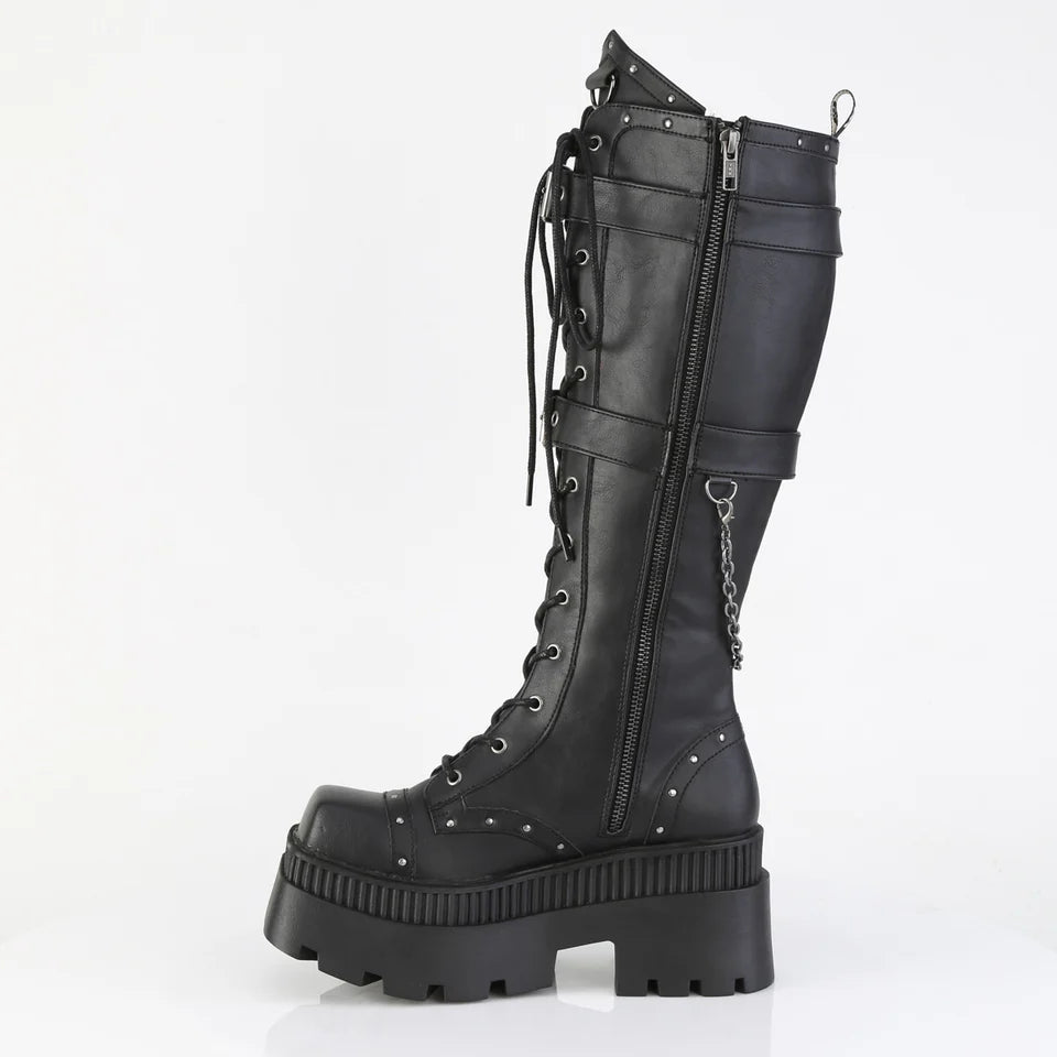 DEMONIA Black Vegan Leather Wrath Boots