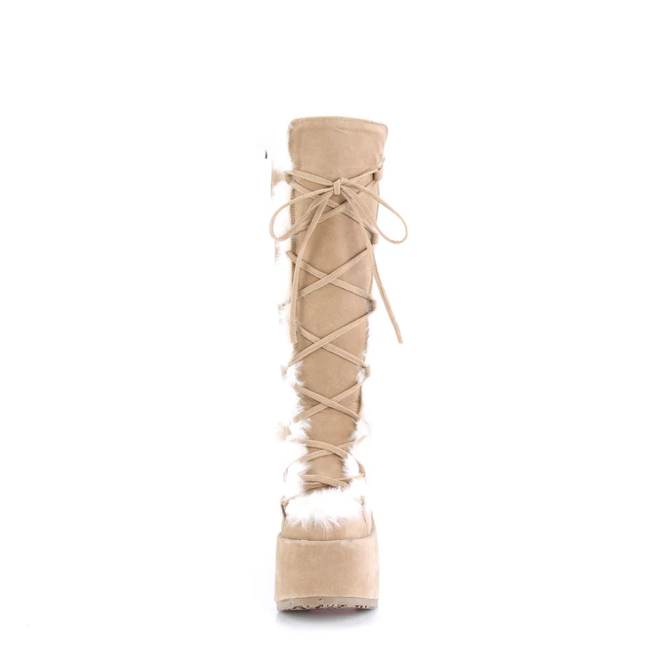 DEMONIA Camel Vegan Suede Boots