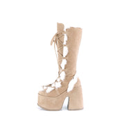 DEMONIA Camel Vegan Suede Boots