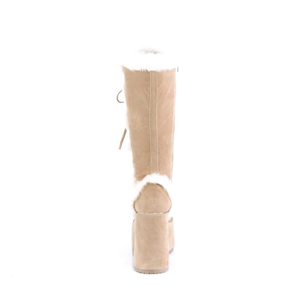 DEMONIA Camel Vegan Suede Boots