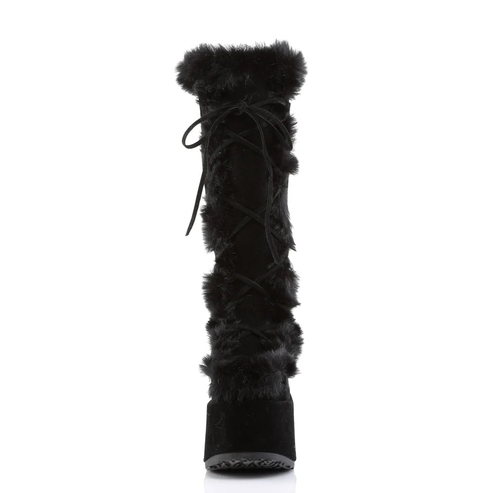 DEMONIA Black Vegan Suede Boots