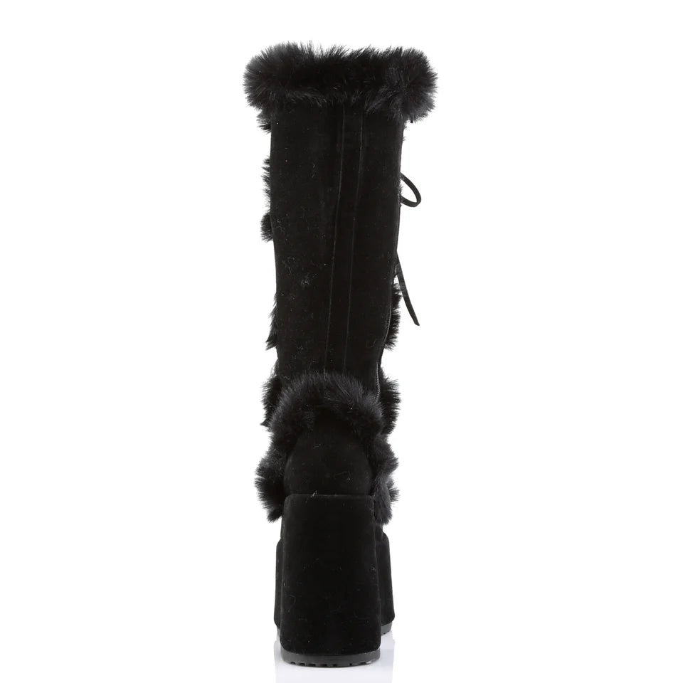 DEMONIA Black Vegan Suede Boots