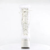 DEMONIA White Vegan Leather Boots