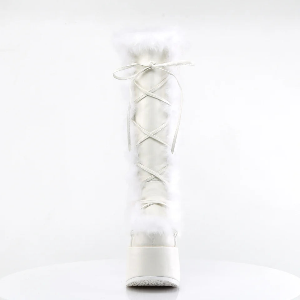 DEMONIA White Vegan Leather Boots