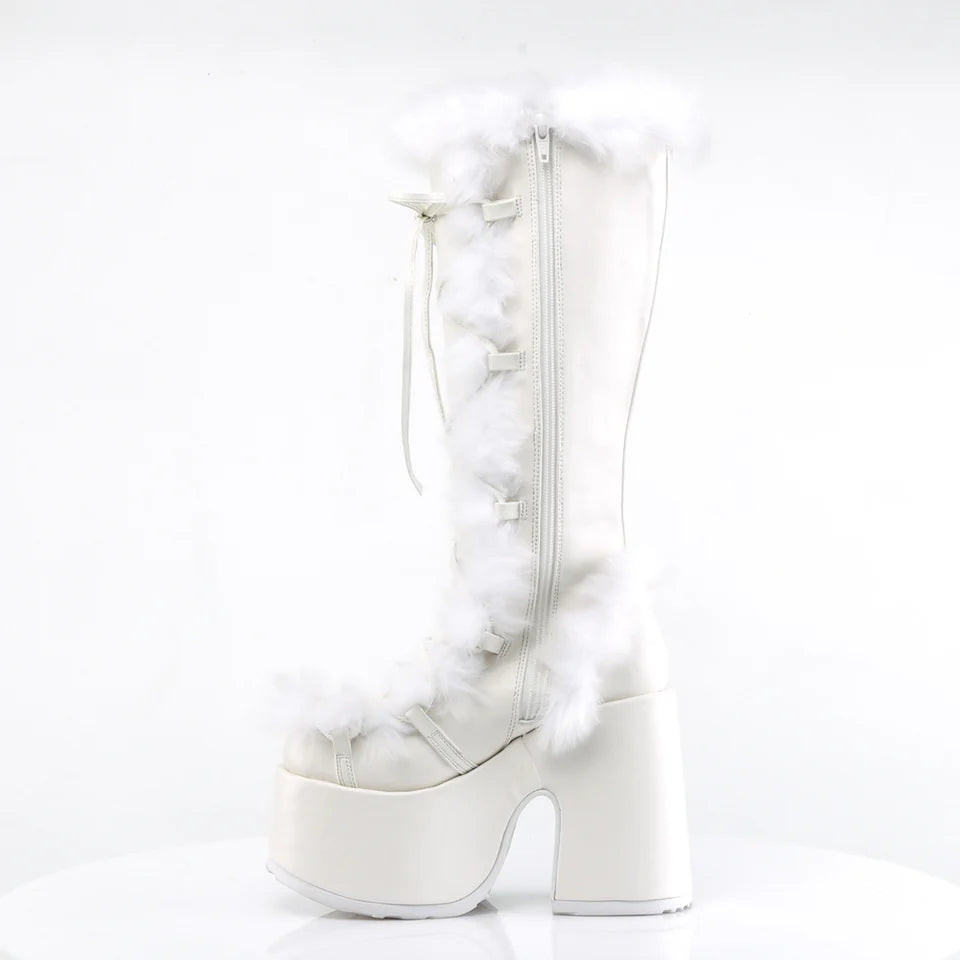 DEMONIA White Vegan Leather Boots