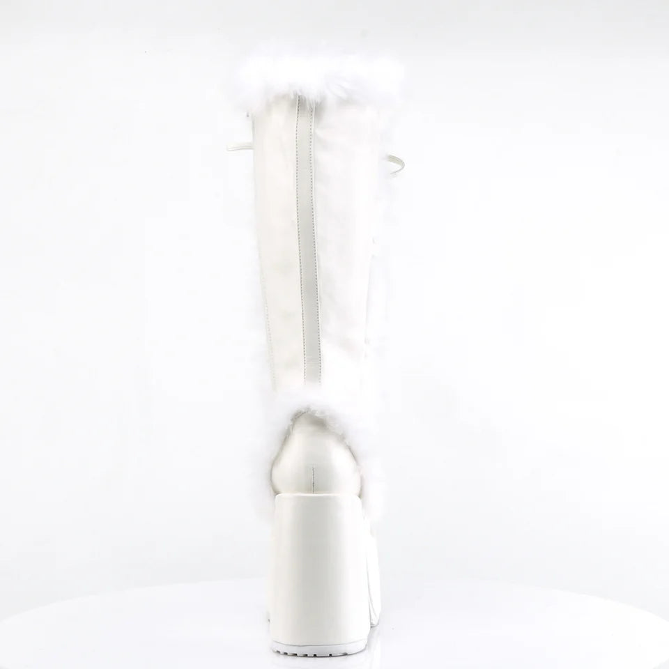 DEMONIA White Vegan Leather Boots