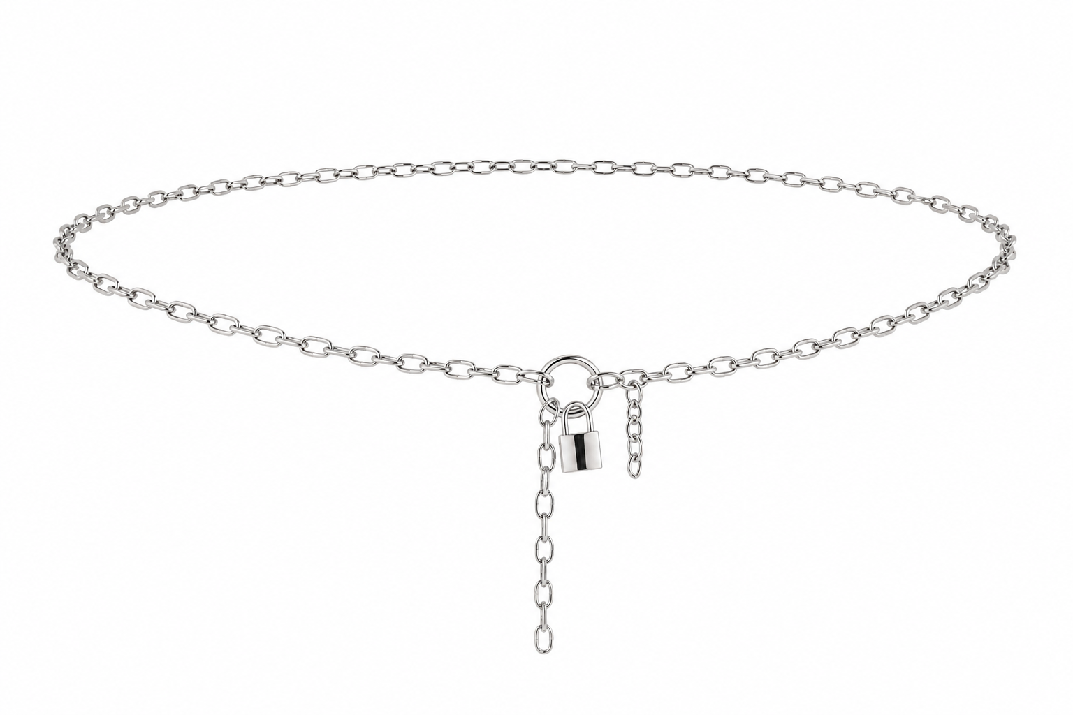 Silver locked chain belt