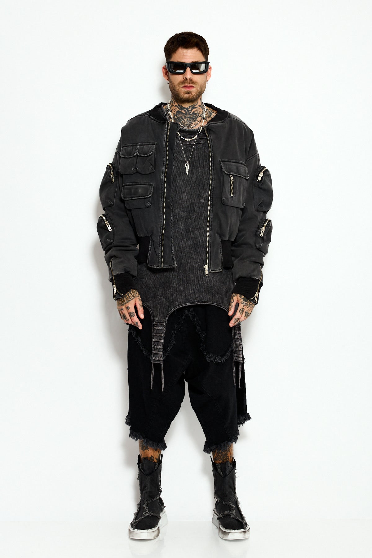 Shadow denim bomber