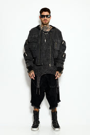Shadow denim bomber