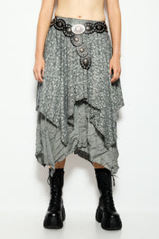 Distressed midi skirt
