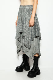 Distressed midi skirt