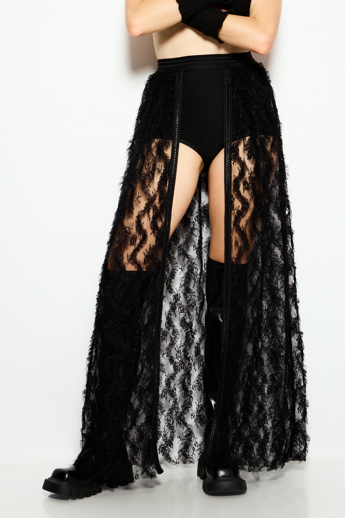 Lace tulle maxi skirt