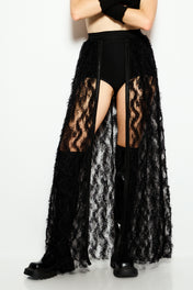 Lace tulle maxi skirt
