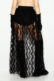 Lace tulle maxi skirt
