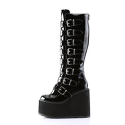 DEMONIA Black Patent Swing Boots