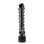 DEMONIA Black Patent Swing Boots