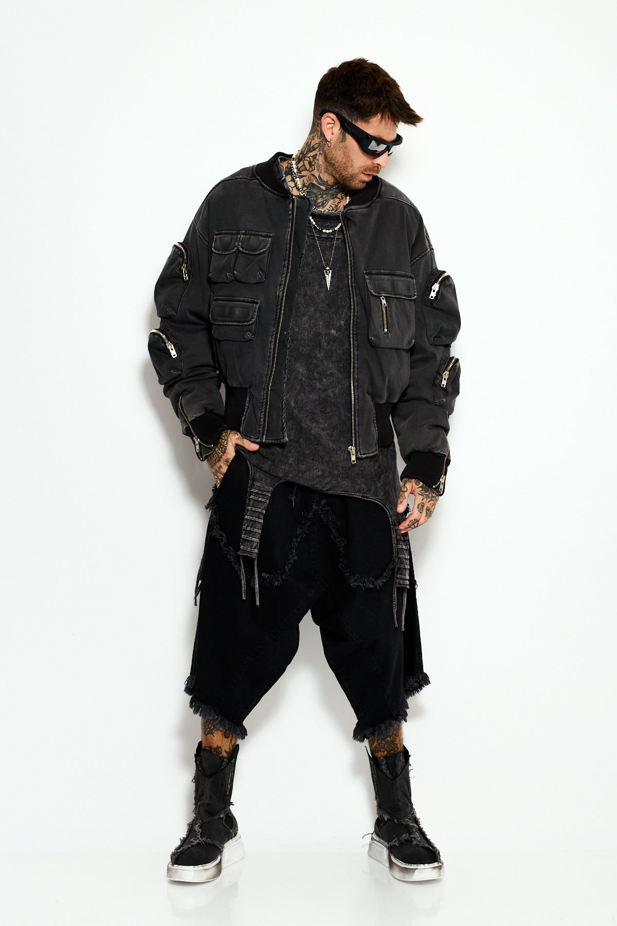 Shadow denim bomber