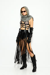 Cutout fringe dress