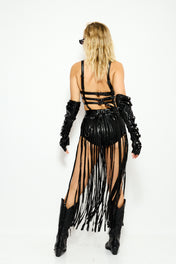 Cutout fringe dress