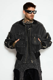 Shadow denim bomber