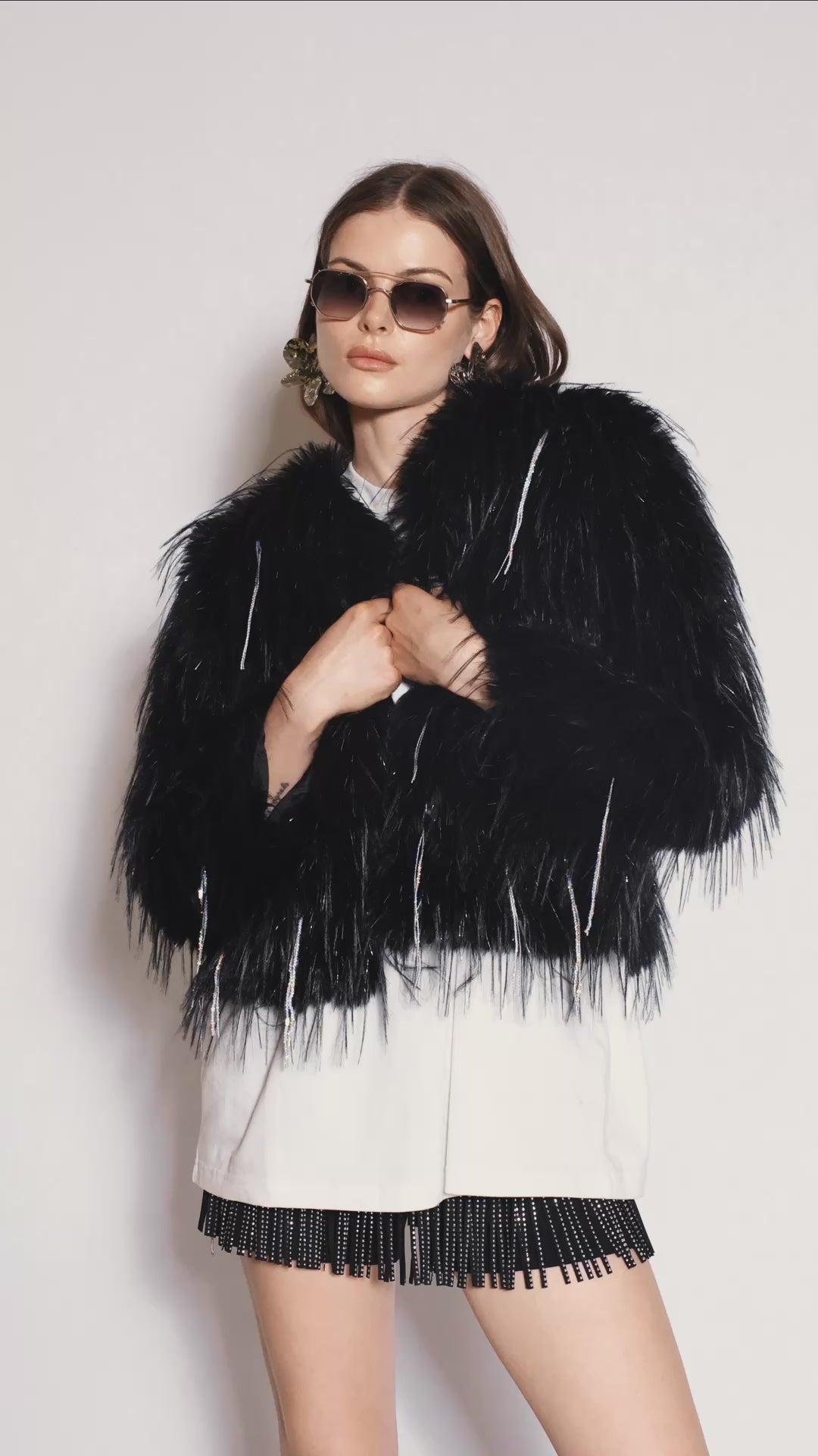 Raven fur coat